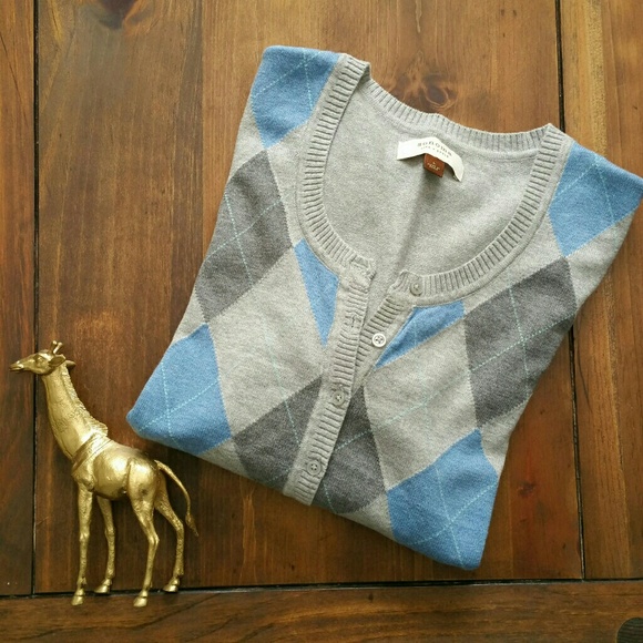 Sonoma Sweaters - Sonoma Gray & Blue Argyle Buttoned Sweater sx L